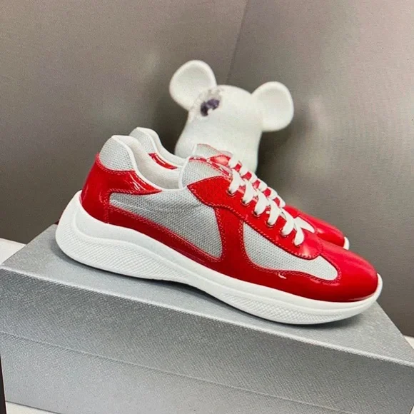 Prada Men’s White And Red Sneakers